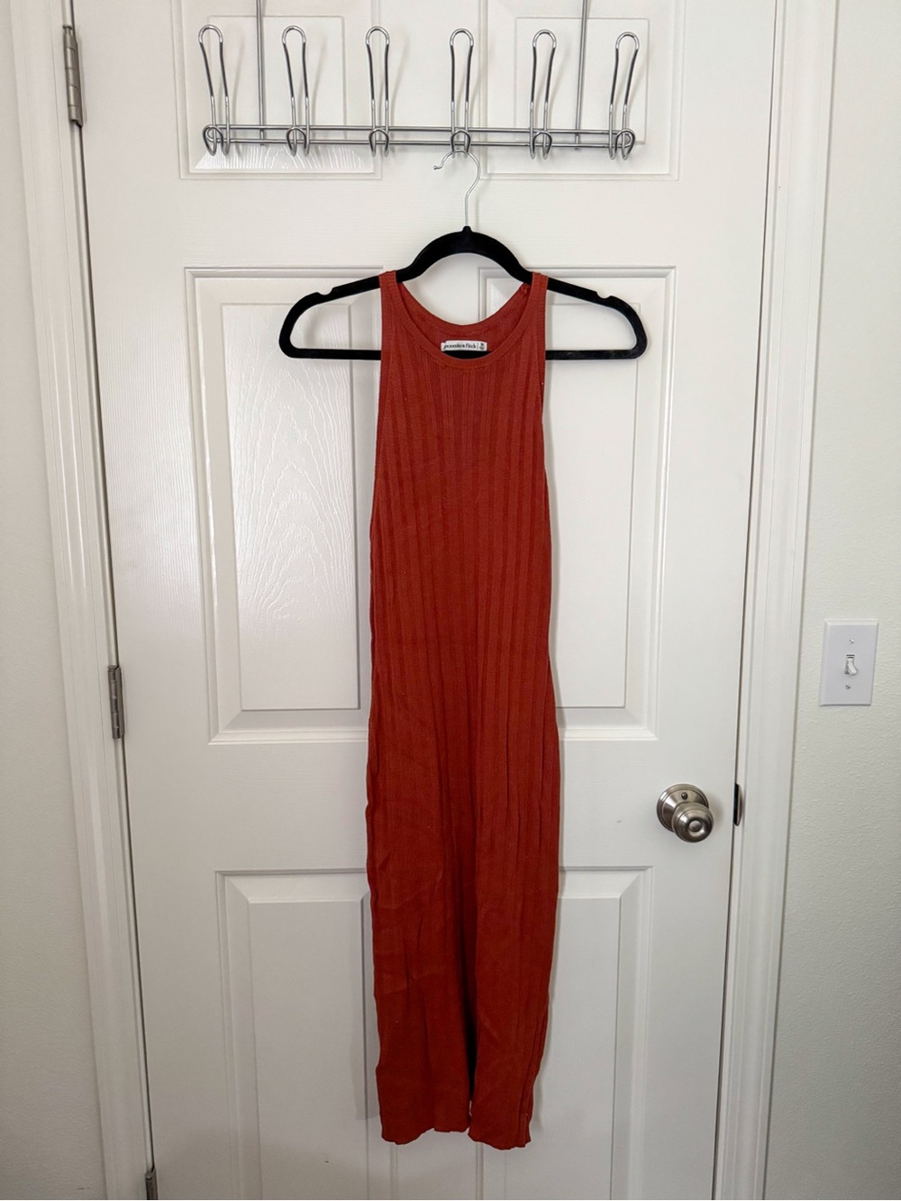 Abercrombie & Fitch Rust Ribbed Sleeveless Jumpsuit